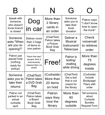 DB Curbside Bingo Card