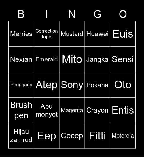 Eunbi Bingo Card