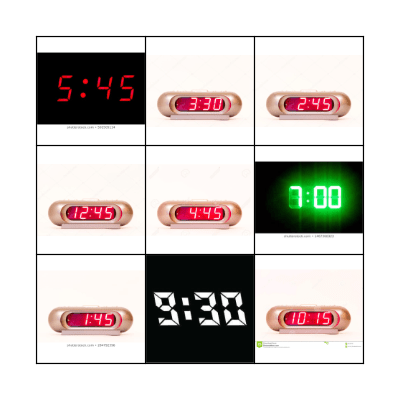 Time Zingo Bingo Card