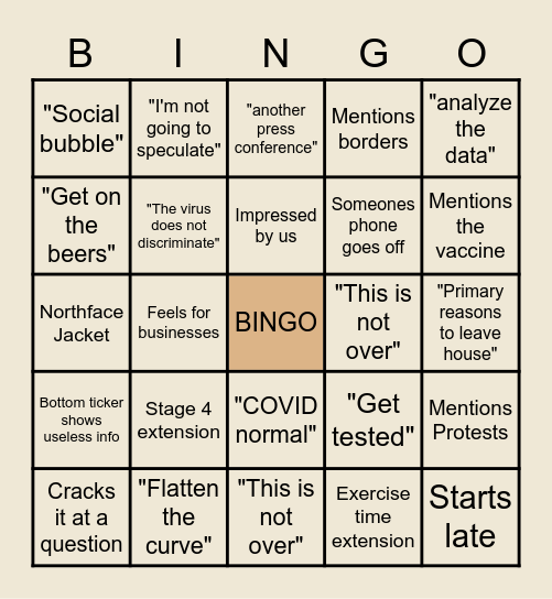 Dandrews Bingo Card