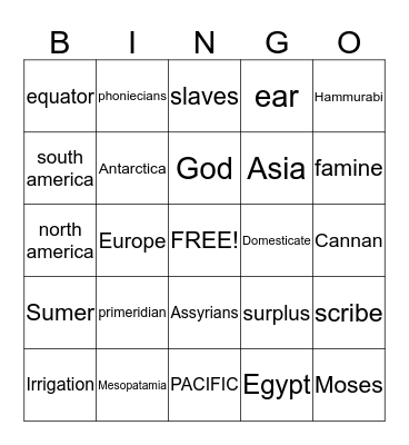 SOCIAL STUDIES Bingo Card