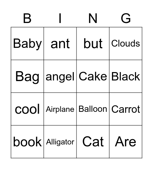 ABC Bingo Card