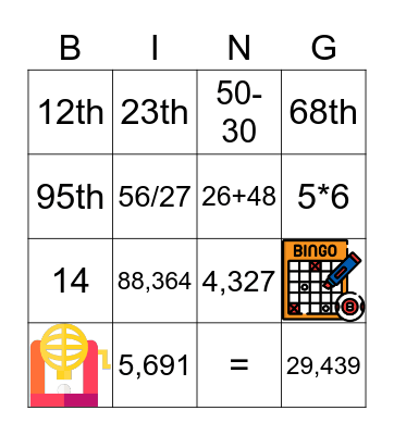 Numbers and Maths Bingo Card