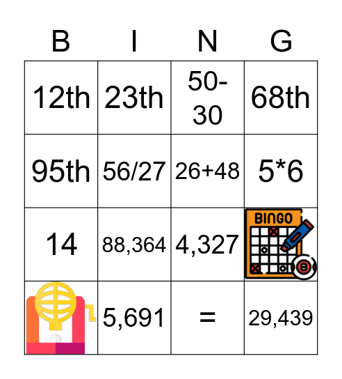 Numbers and Maths Bingo Card