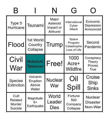 2020 Apocalypse Bingo Card