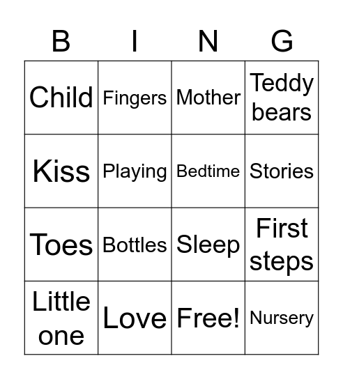 Poem Bingo Card