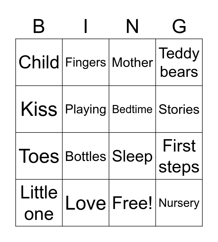 Poem Bingo Card