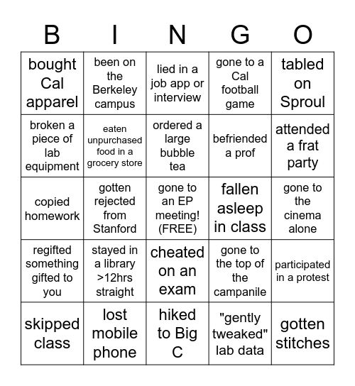 Epsilon Pi Bingo! Bingo Card