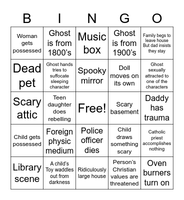 Haunting/ghost movies Bingo Card