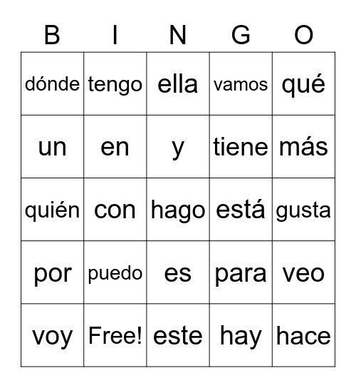 Un Buen Comienzo Bingo Card