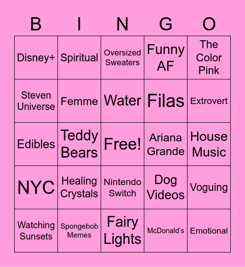 How Eevee Are You? Bingo Card