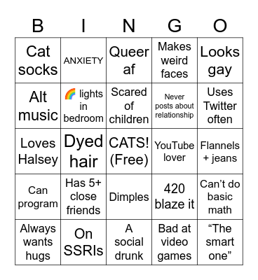 Jenna Bingo Card