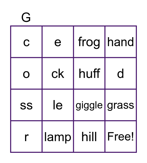 Purple Bingo Card