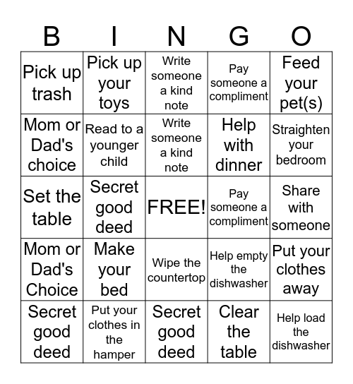 BROWNIE Bingo Card