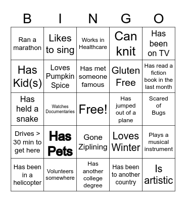 OTA 101 Bingo Card