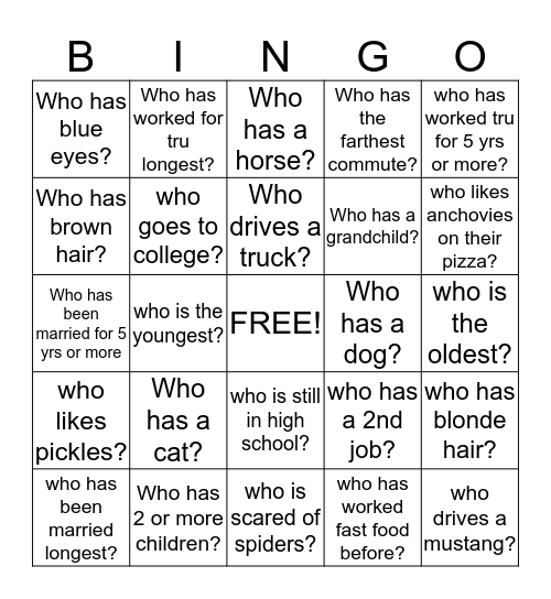 How Well You Know Your Coworkers Bingo Card