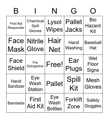 Safety Bingo Card