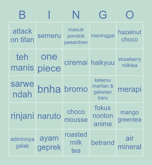 nayeons Bingo Card