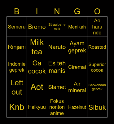 Titi Bingo Card