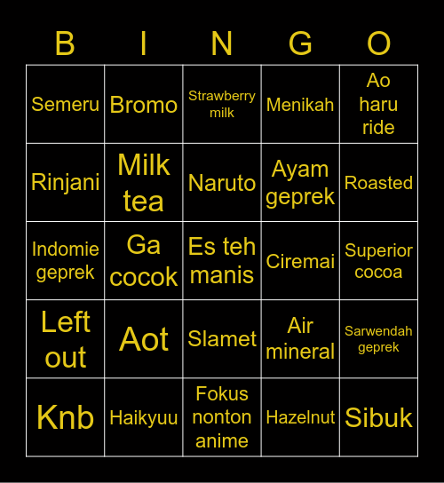 Titi Bingo Card