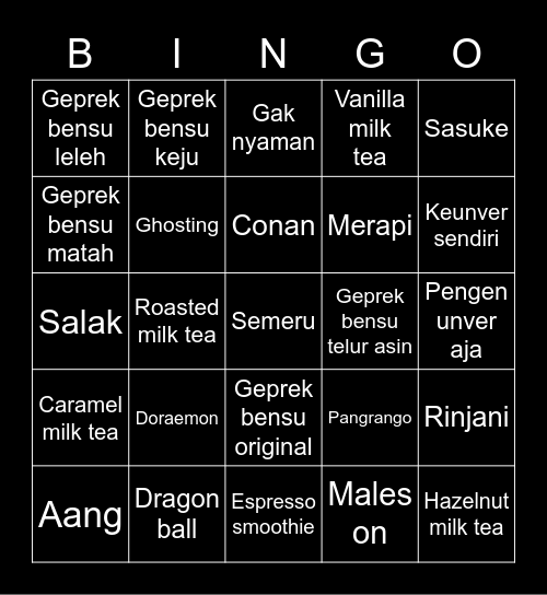 Bingo punya momon Bingo Card