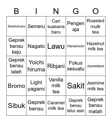 Keisuke Bingo Card