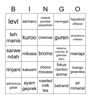 nayeons Bingo Card