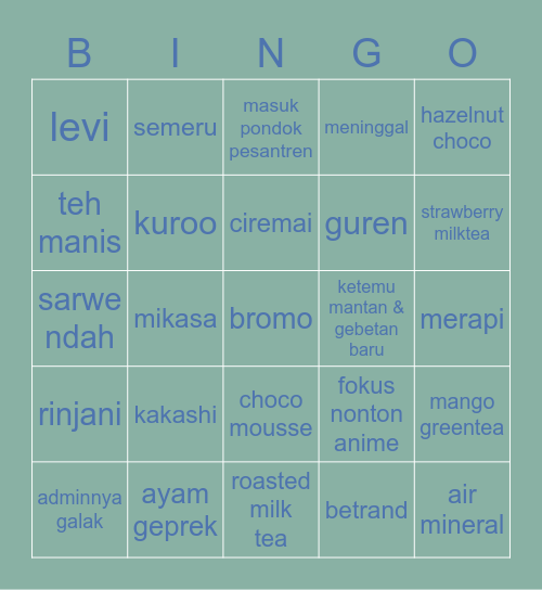 nayeons Bingo Card