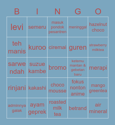 nayeons Bingo Card