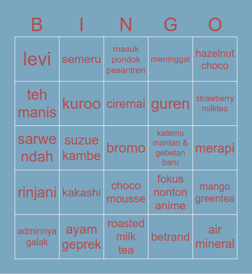 nayeons Bingo Card