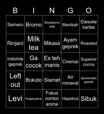 Titi Bingo Card