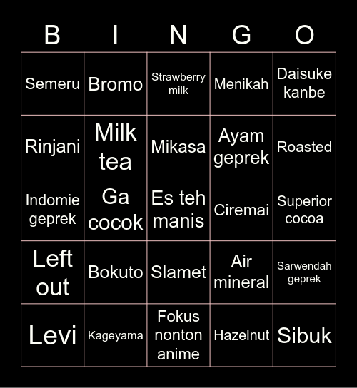 Titi Bingo Card