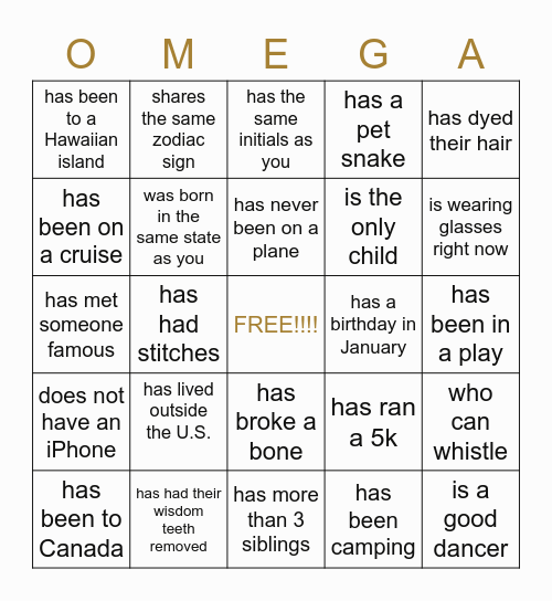 FIND A SIGSTER WHO..... Bingo Card