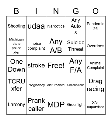 Dispatch Bingo Card