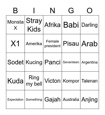 ; lia ; Bingo Card