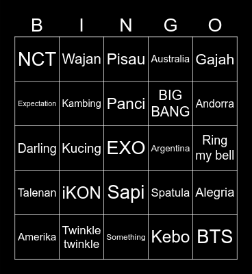 B O B B Y Bingo Card