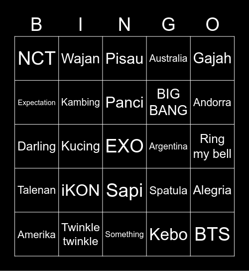 B O B B Y Bingo Card