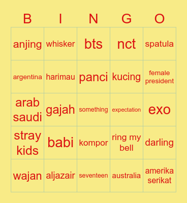 Gyuri unyu Bingo Card