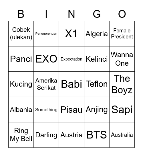 Ziyoungie Bingo Card