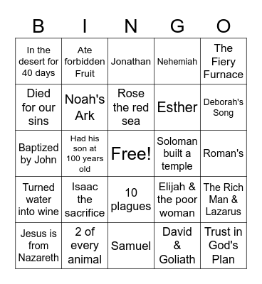 Bible Bingo #2 Bingo Card