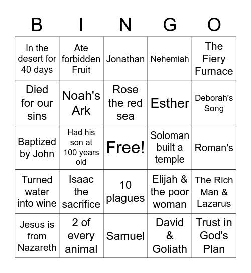 Bible Bingo #2 Bingo Card