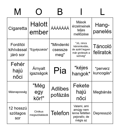 Call Boy Bingo Card