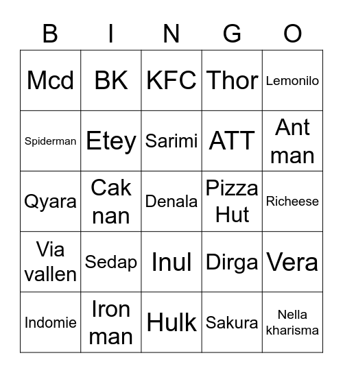 Untitled Bingo Card