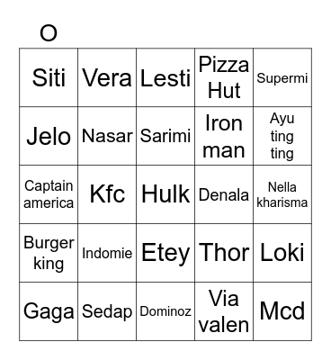 VERAAAAAA Bingo Card