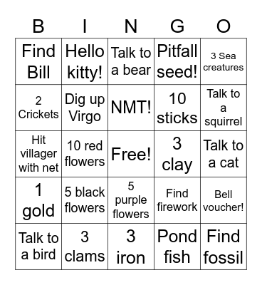 ACNH Bingo! Bingo Card