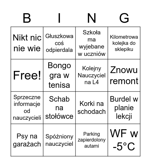 Dzień w Gorzeniu Bingo Card