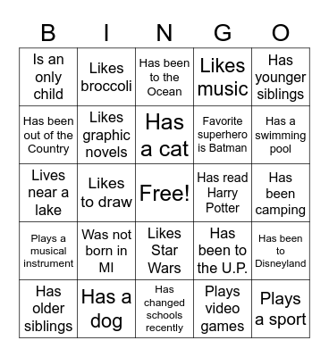 Find someone who... Bingo Card
