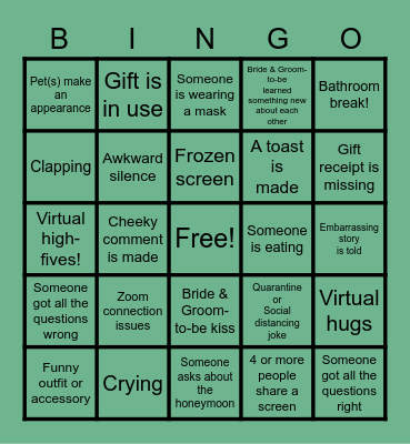 Wedding Shower for Pete & Sarah Bingo Card