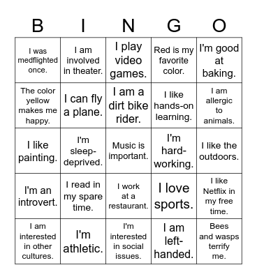 English 10 Period 6 Bingo Card