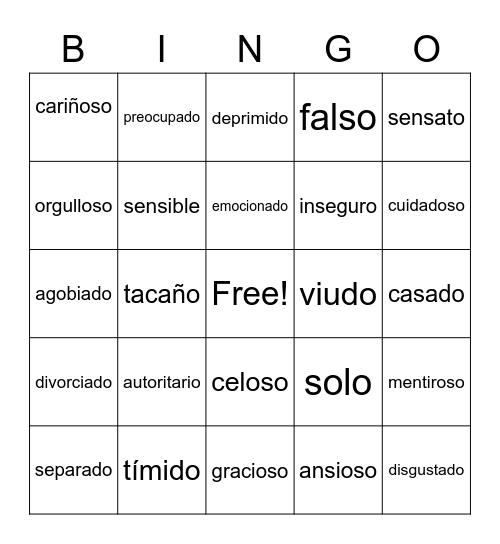 Relaciones personales Bingo Card